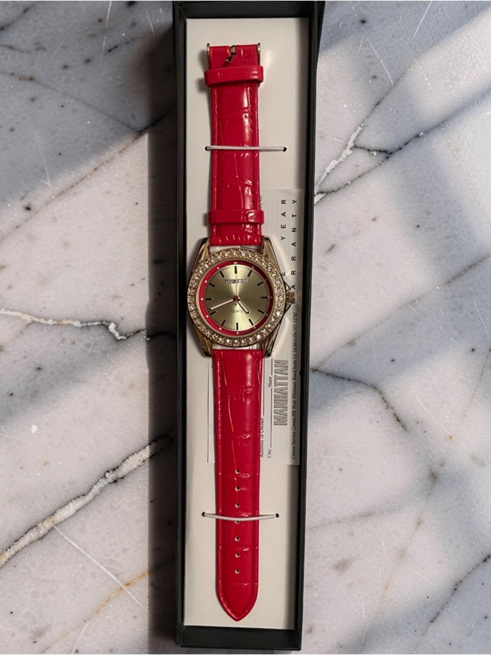 Manhattan by Croton Gold-Tone Red Watch ♥️